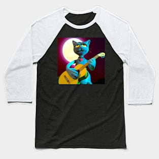 Cat playing guitar 3D Baseball T-Shirt
